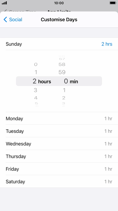Select the required time limit.