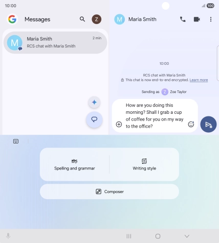 To change the writing style of your text, press Writing style and follow the instructions on the screen to use the function.