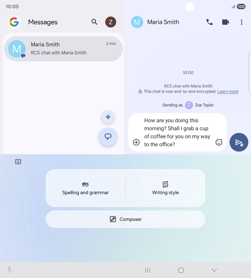 To change the writing style of your text, press Writing style and follow the instructions on the screen to use the function.
