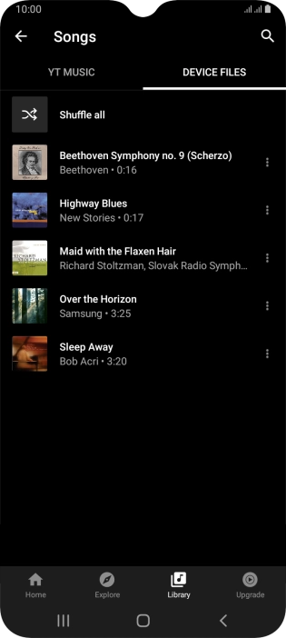 Press the required audio file.