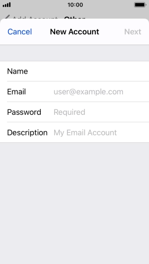 Press Email and key in your email address.