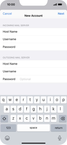 Press Password and key in the password for your email account. Please note that if you're using Vodafone's outgoing server, leave the password field empty.