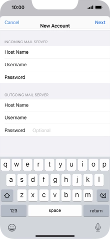 Press Password and key in the password for your email account. Please note that if you're using Vodafone's outgoing server, leave the password field empty.