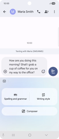 To change the writing style of your text, press Writing style and follow the instructions on the screen to use the function.