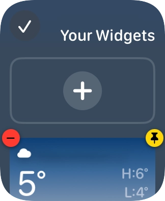 Press the pin widget icon on the required widget to pin it to the top of the stack.