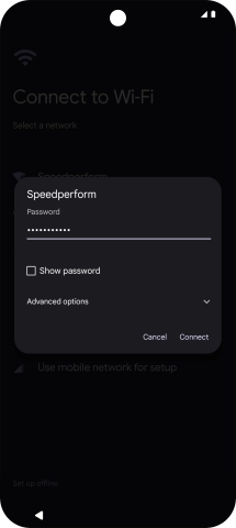 Key in the password for the Wi-Fi network and press Connect.