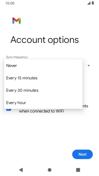 Press the required setting.