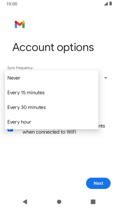 Press the required setting.