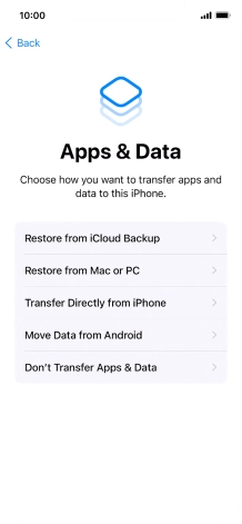 Press Don't Transfer Apps & Data and follow the instructions on the screen to finish the activation.