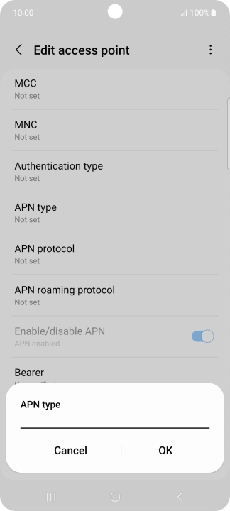 Key in default and press OK.