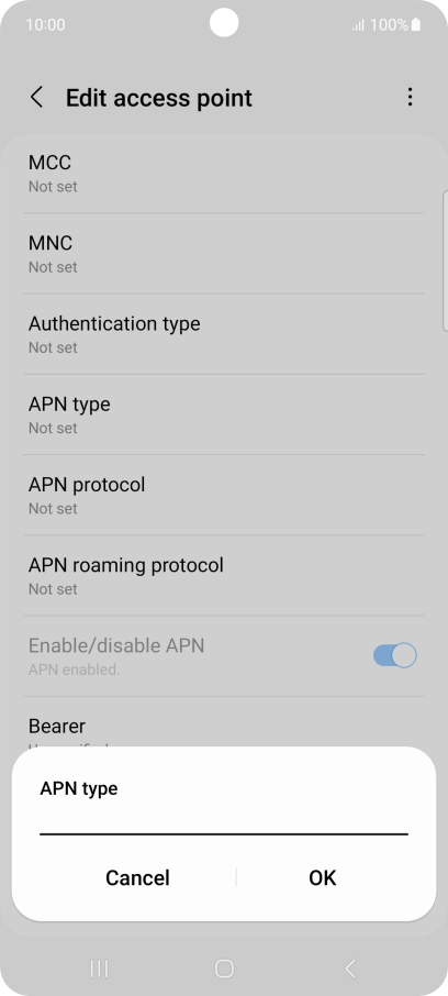 Key in default and press OK.