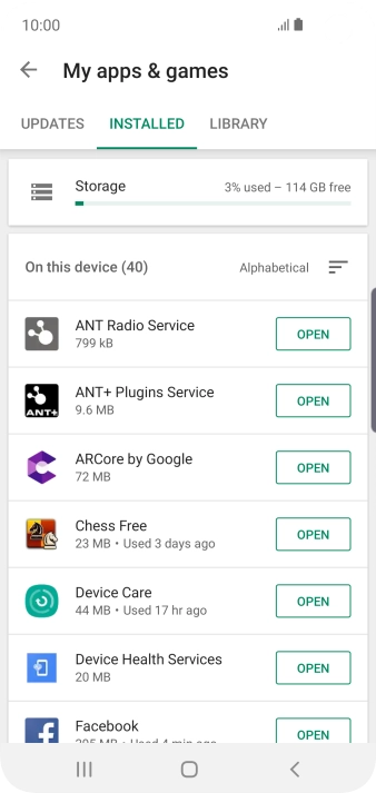 Press the required app.
