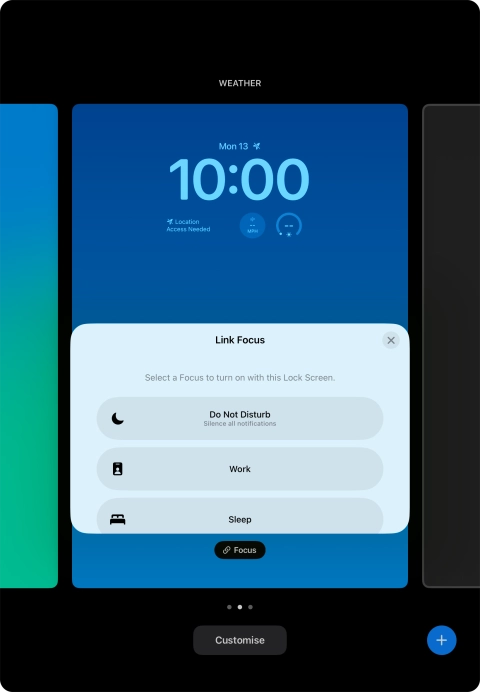 Press the required focus mode.