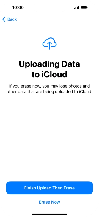 Press the required setting.