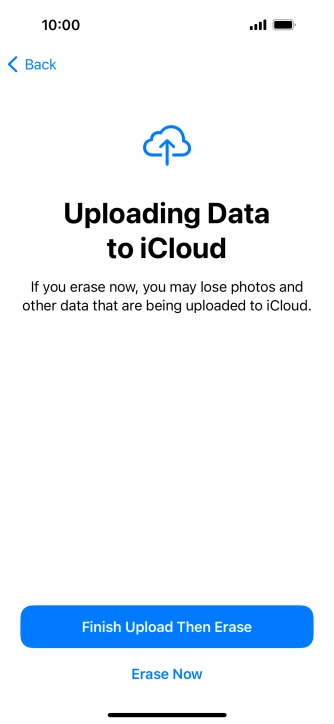 Press the required setting.