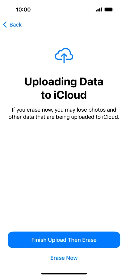 Press the required setting.