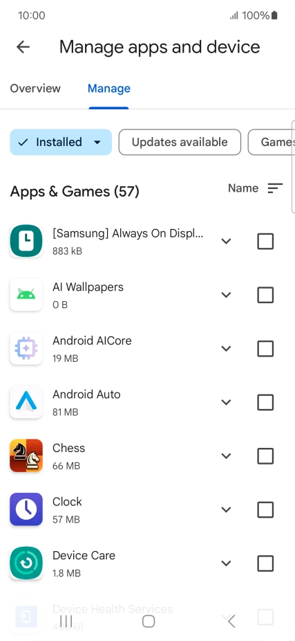 Press the required app.