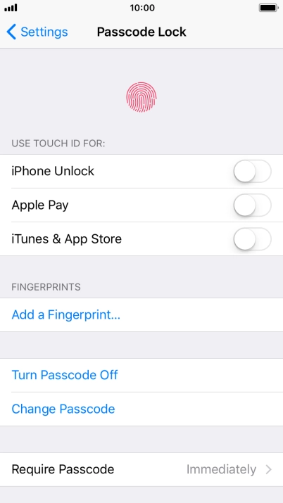 Press Turn Passcode Off and key in the phone lock code.