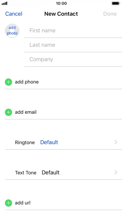Press First name and key in the first name.