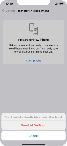 Press Reset All Settings.