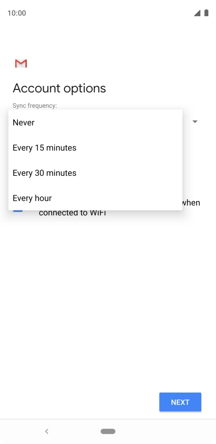 Press the required setting.