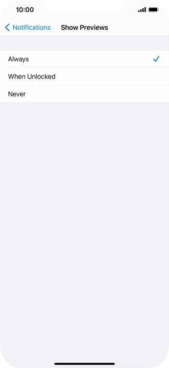 To select notification preview on the lock screen, press Always.