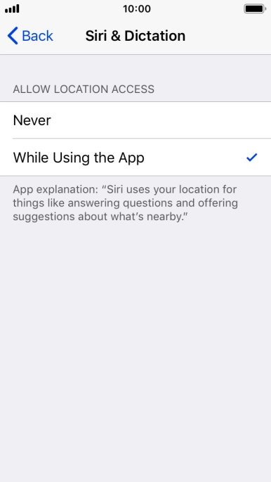 Press the required setting to turn the function on or off.