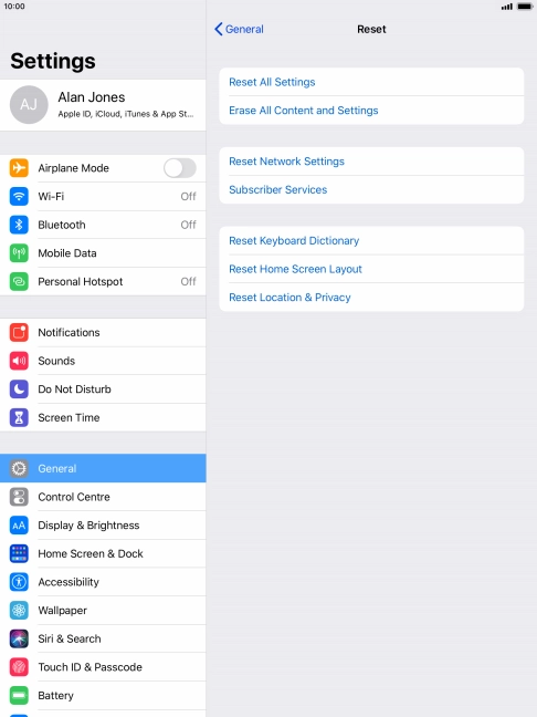 Press Reset All Settings. Press Reset All Settings.
