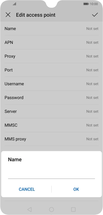 Key in Vodafone Internet and press OK.
