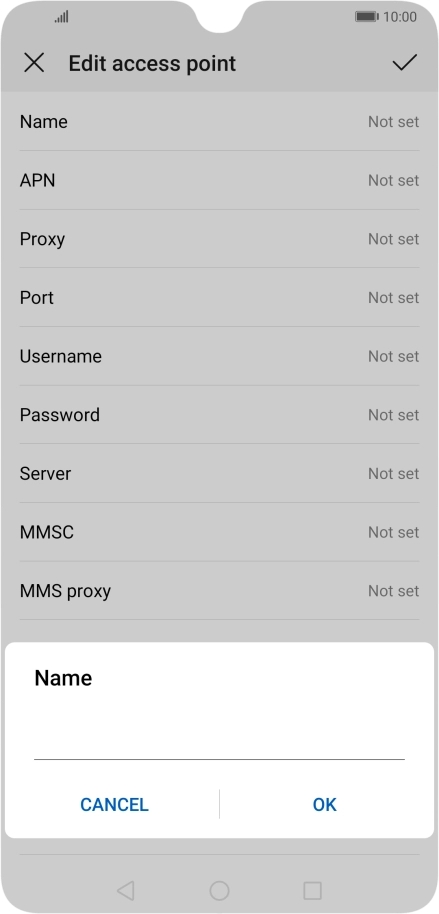 Key in Vodafone Internet and press OK.