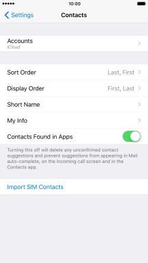 Press Import SIM Contacts.