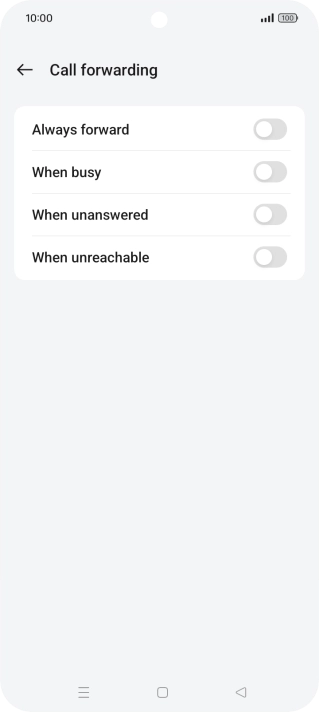 Press the indicator next to the required divert type.