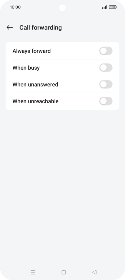 Press the indicator next to the required divert type.