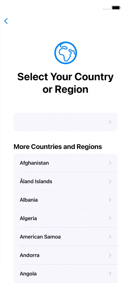 Press the required country or area.