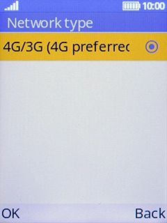 Select the required network mode.