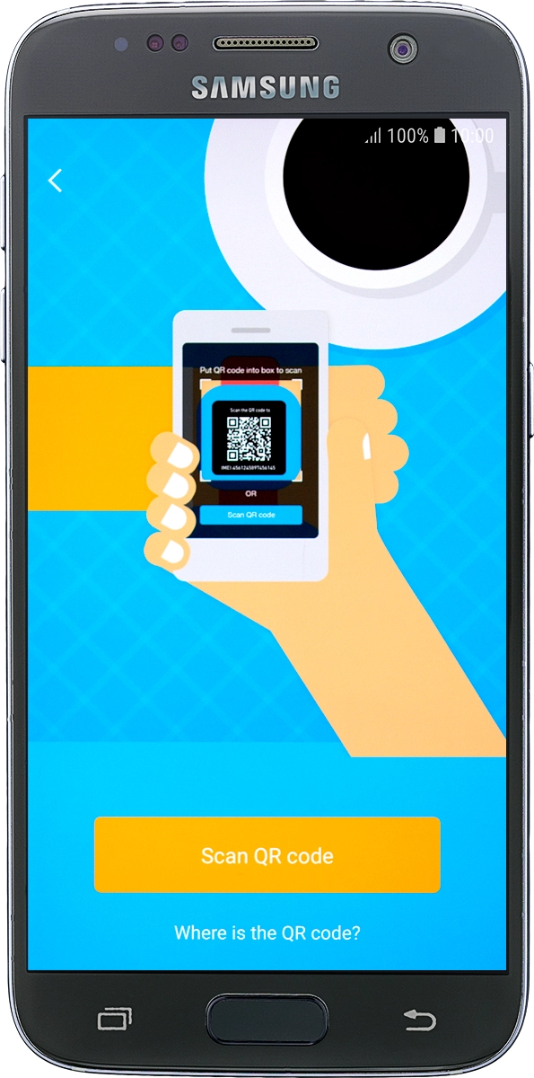 On your phone: Press Scan QR code.