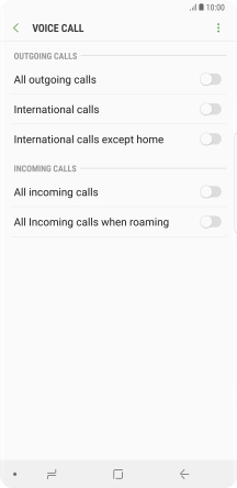 Press the indicator next to the required barring type.