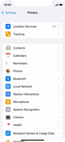Press Location Services.