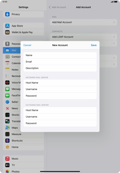 Press Save. Your email account has now been set up. To select more settings for incoming and outgoing server, proceed with the following steps. Press Save. Your email account has now been set up. To select more settings for incoming and outgoing server, proceed with the following steps.