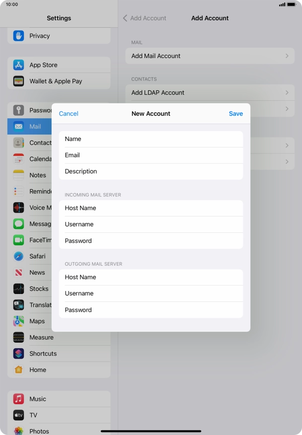 Press Save. Your email account has now been set up. To select more settings for incoming and outgoing server, proceed with the following steps. Press Save. Your email account has now been set up. To select more settings for incoming and outgoing server, proceed with the following steps.
