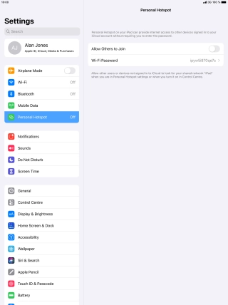 Press Wi-Fi Password and key in the required password.