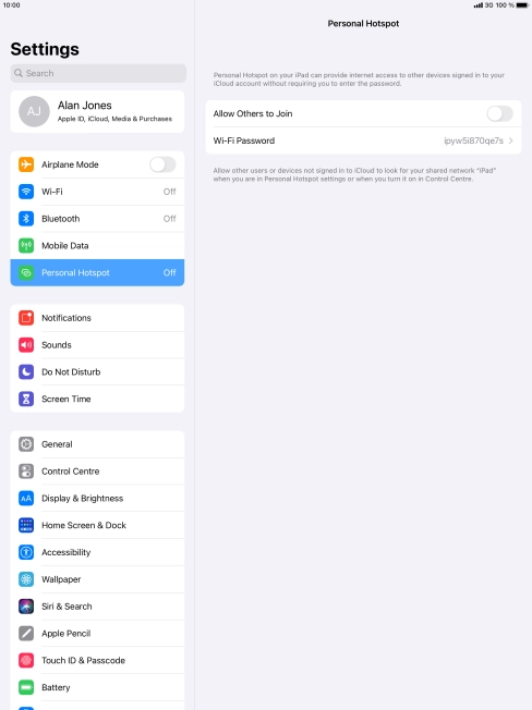 Press Wi-Fi Password and key in the required password.