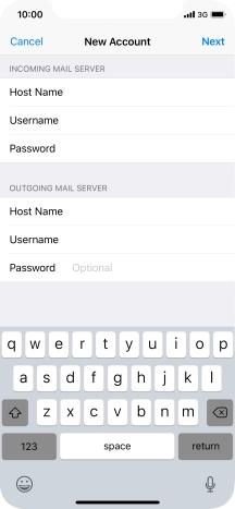 Press Password and key in the password for your email account. Please note that if you're using Vodafone's outgoing server, leave the password field empty.