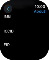 Your Apple Watch EID number is displayed below EID.