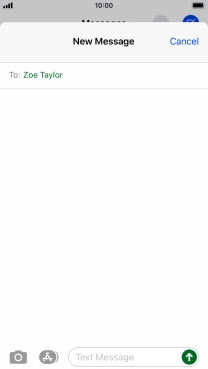 Press the text input field and write the text for your text message.