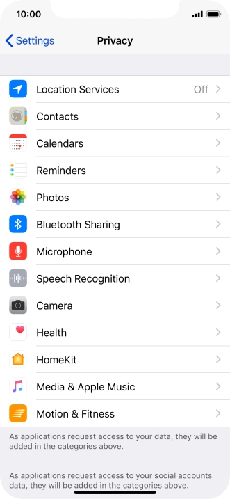 Press Location Services.
