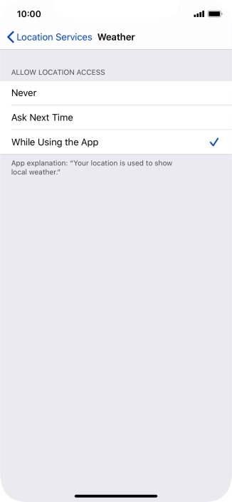 Press the required setting to turn the function on or off.