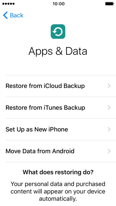 Press Restore from iCloud Backup.