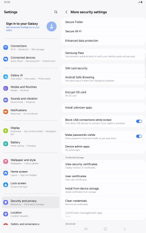 Press SIM card security. Press SIM card security.