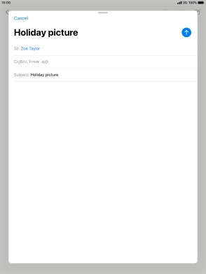 Press the text input field and write the text for your email message.